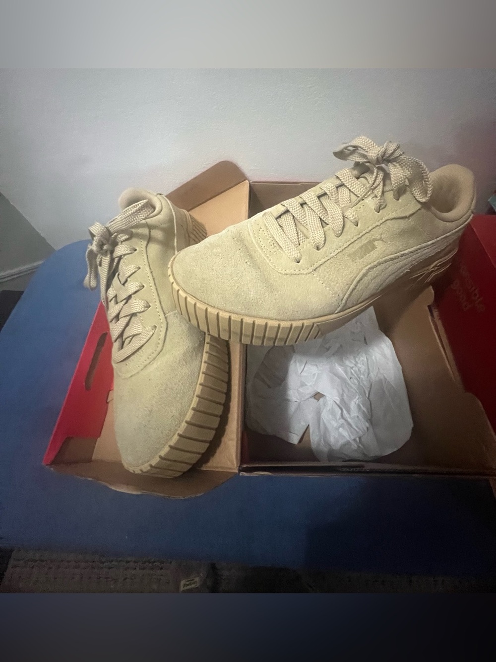 Women's Suede Casual Sneakers in Beige